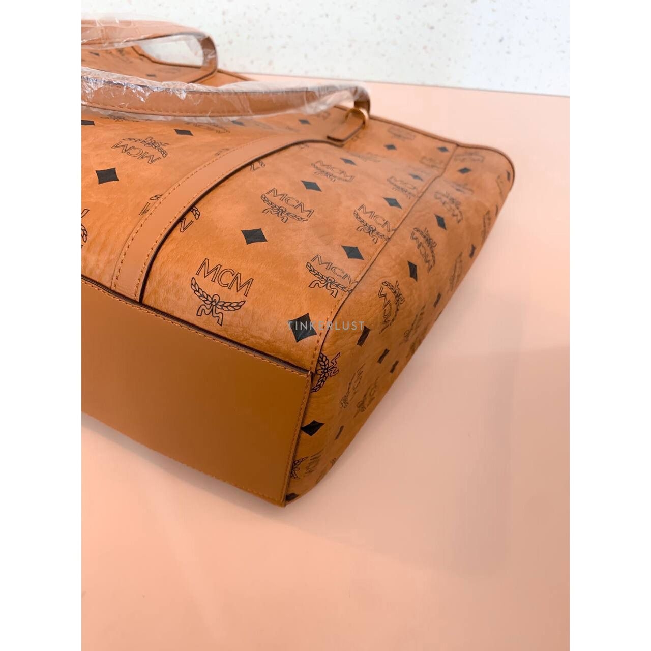 MCM Toni Medium Visetos Cognac Tote Bag