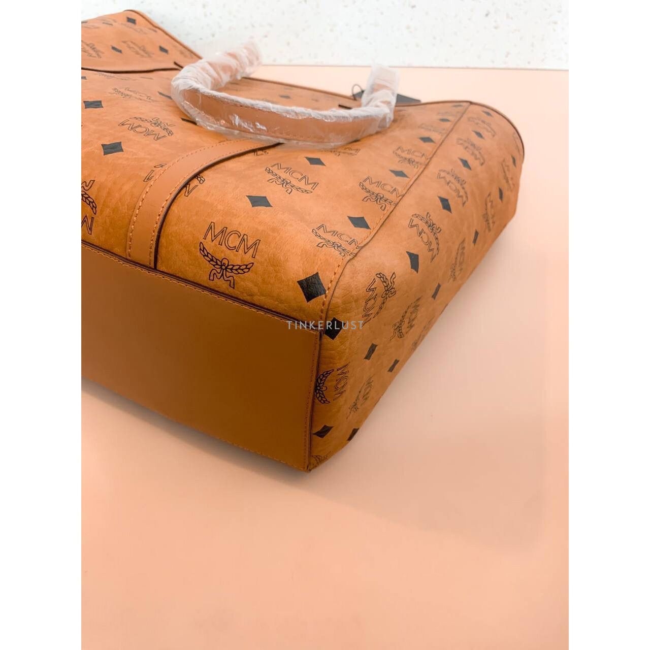 MCM Toni Medium Visetos Cognac Tote Bag