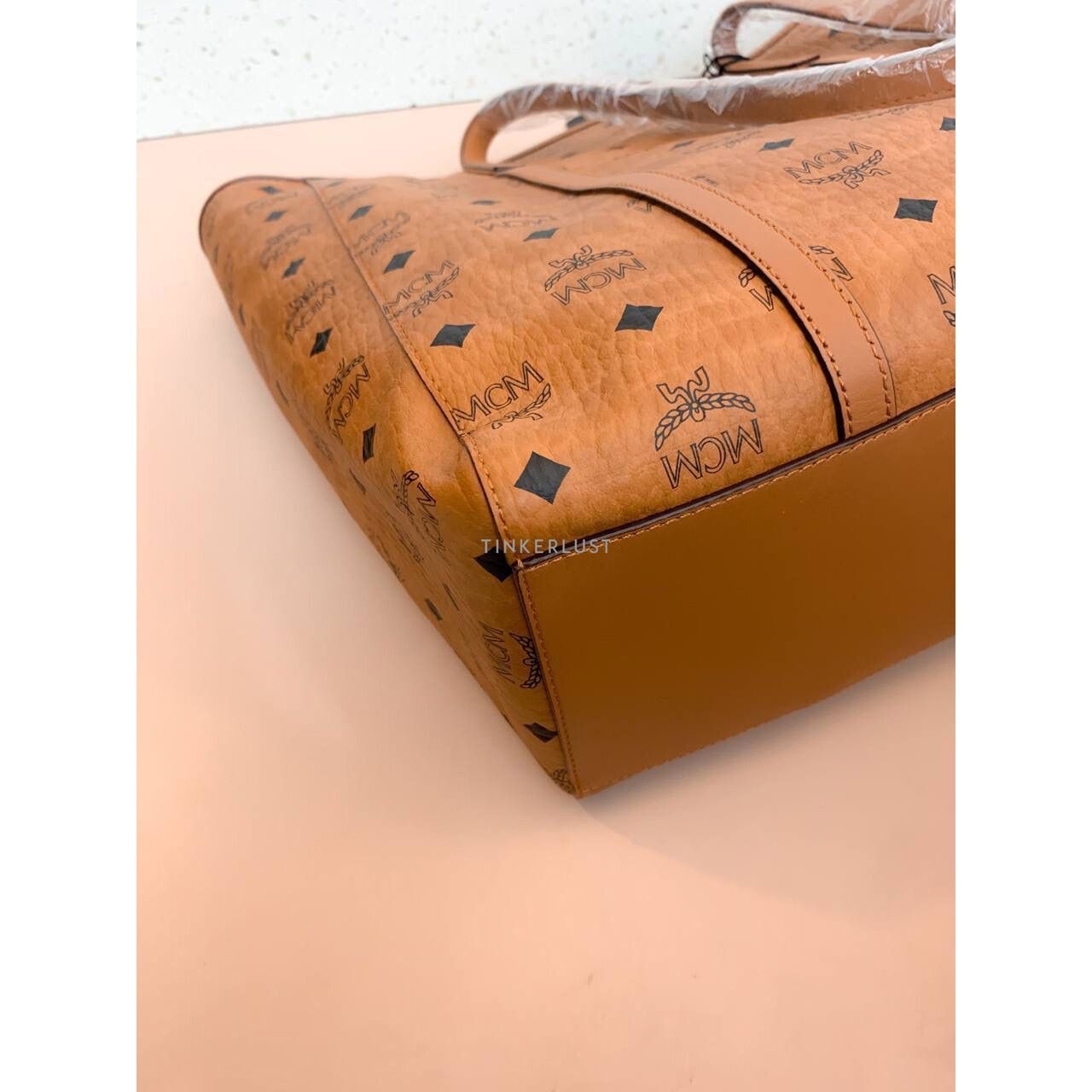 MCM Toni Medium Visetos Cognac Tote Bag