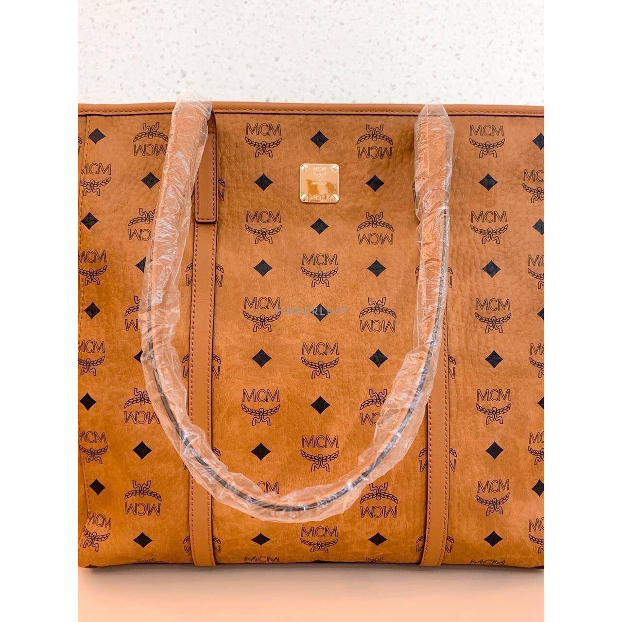 MCM Toni Medium Visetos Cognac Tote Bag