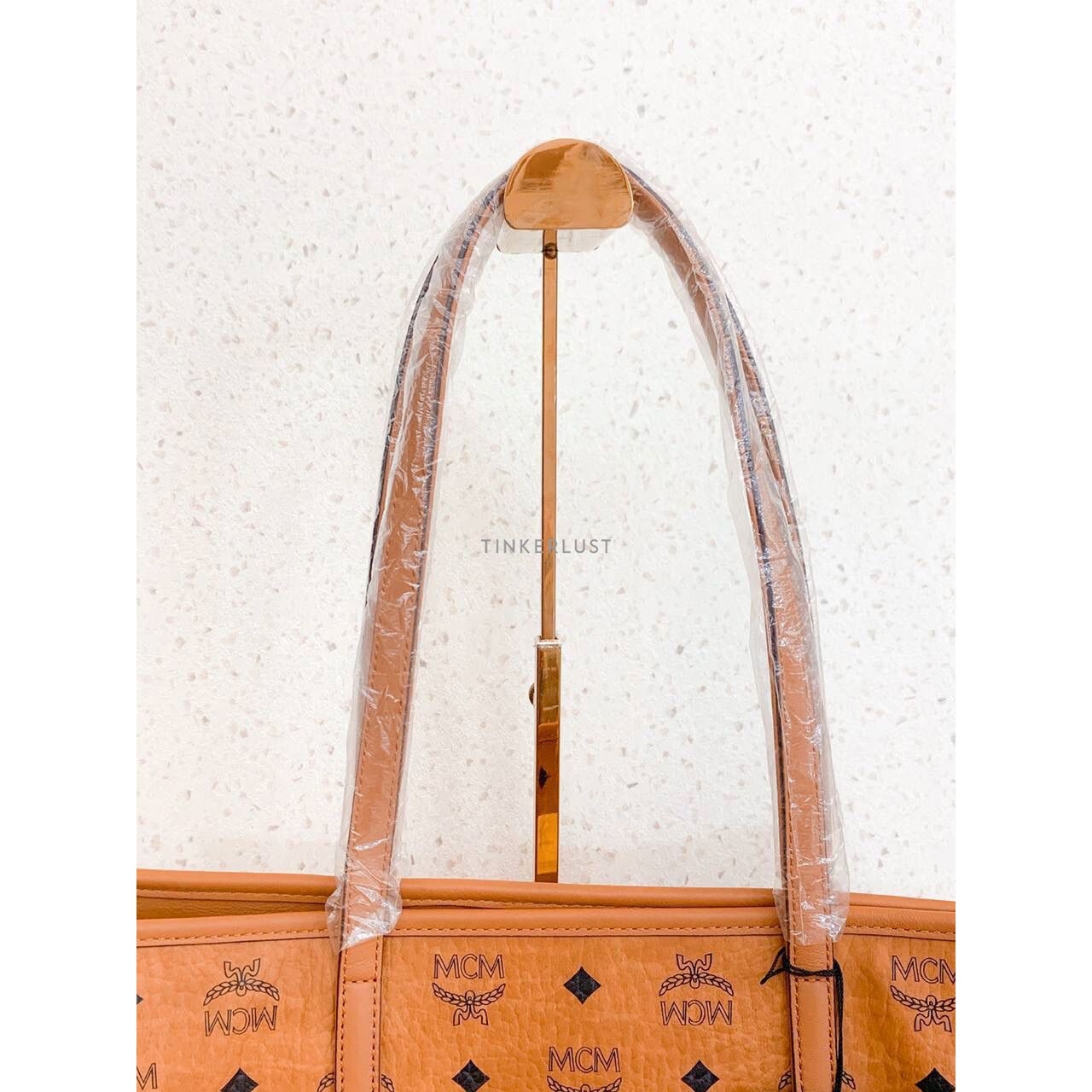 MCM Toni Medium Visetos Cognac Tote Bag