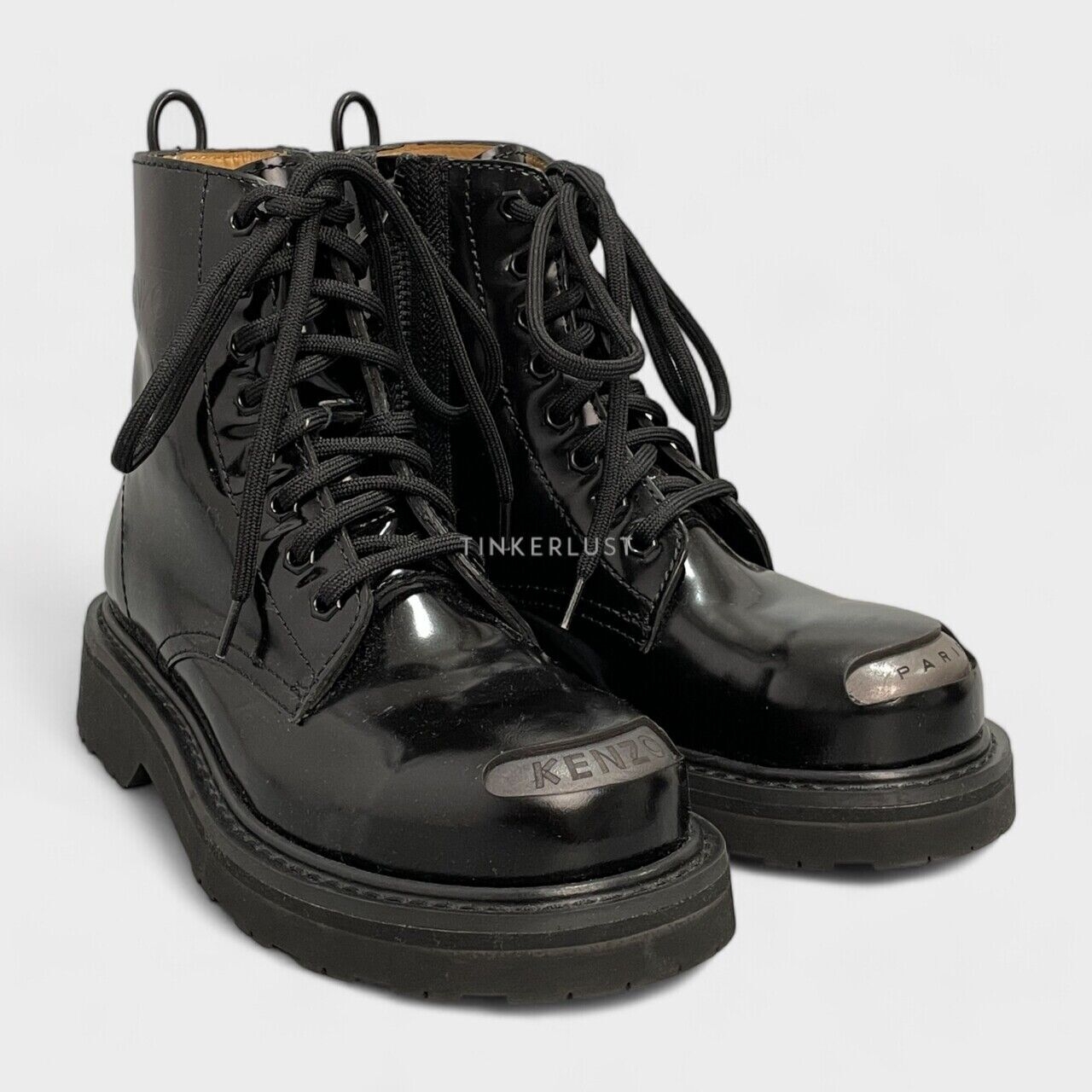 Kenzo Smile Leather Black Lace-up Boots	