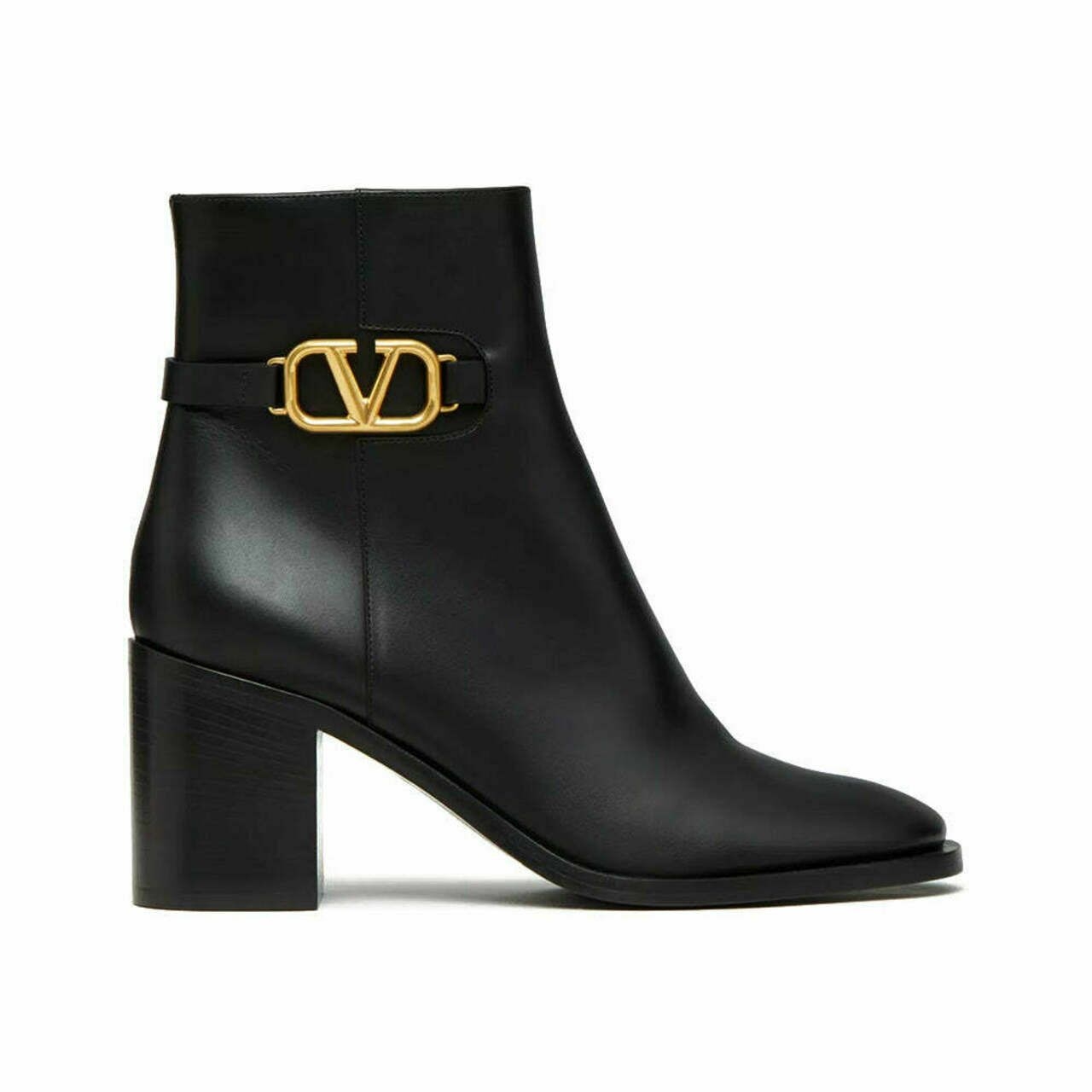 Valentino Garavani VLogo Calfskin Ankle Boot 75mm Black