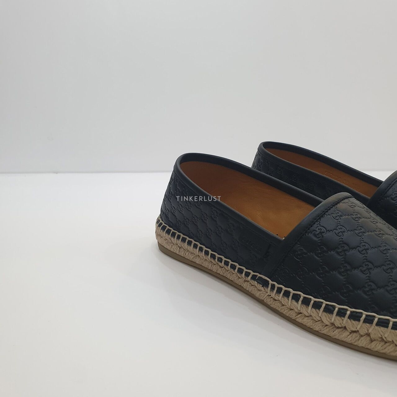 Gucci Microguccissima Espadrilles Espa GG Black Leather Flat Shoes