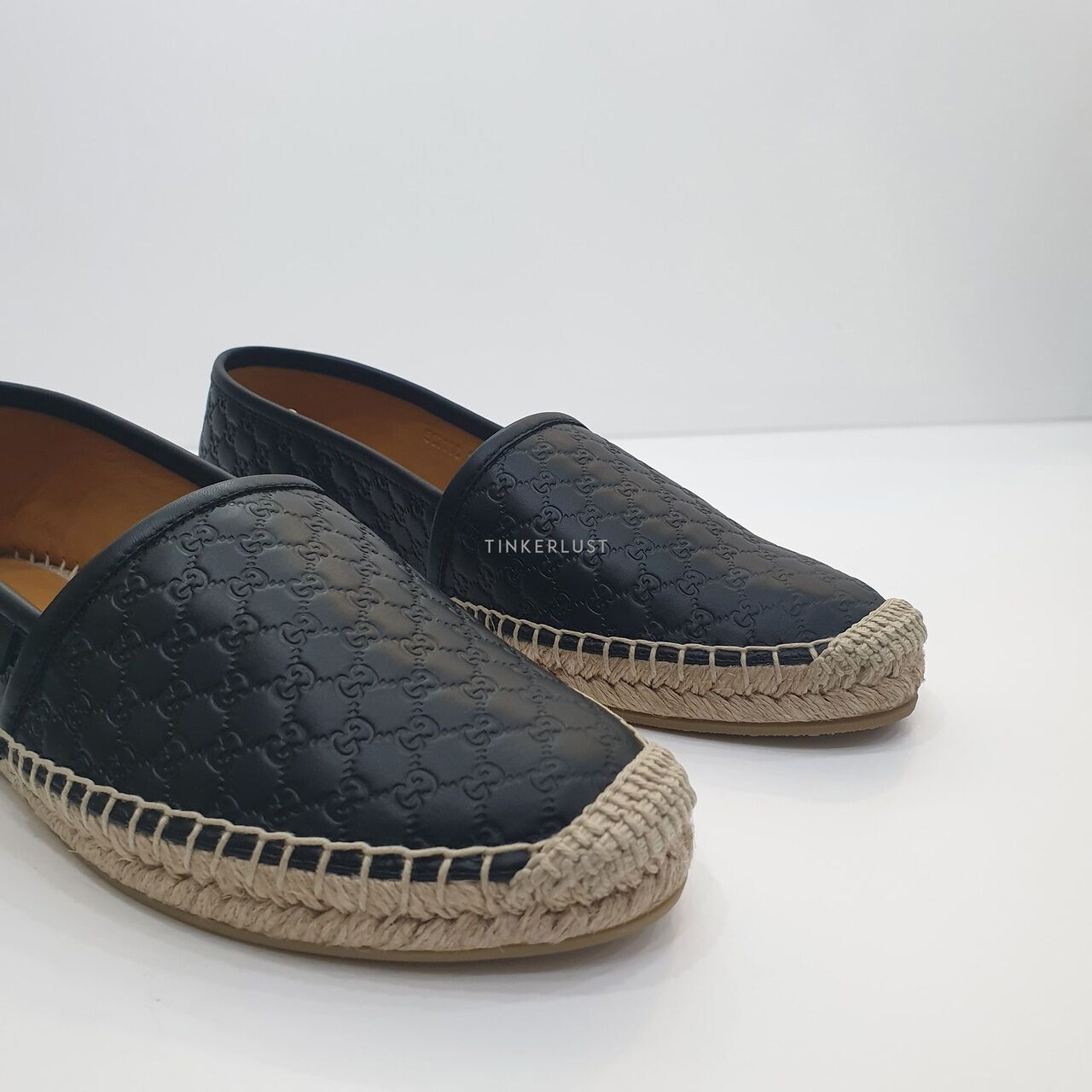 Gucci Microguccissima Espadrilles Espa GG Black Leather Flat Shoes