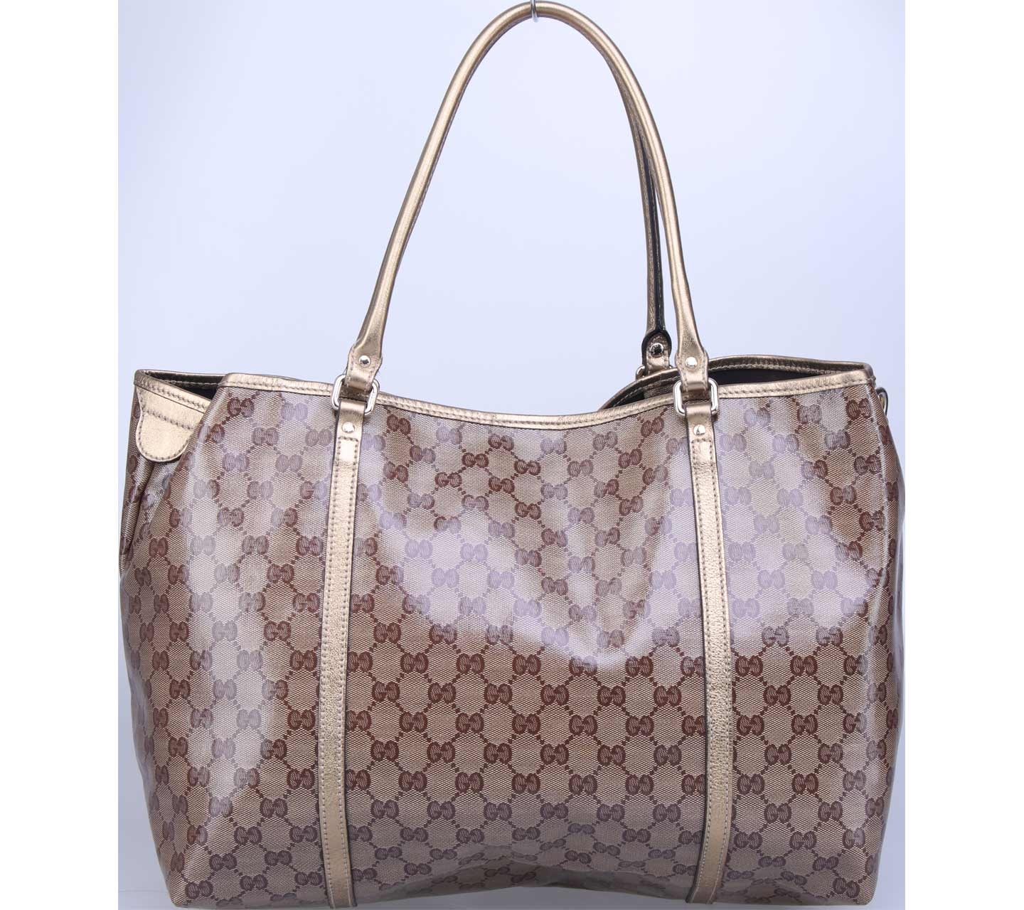 Gucci Gold Gucci Print Tote Bag