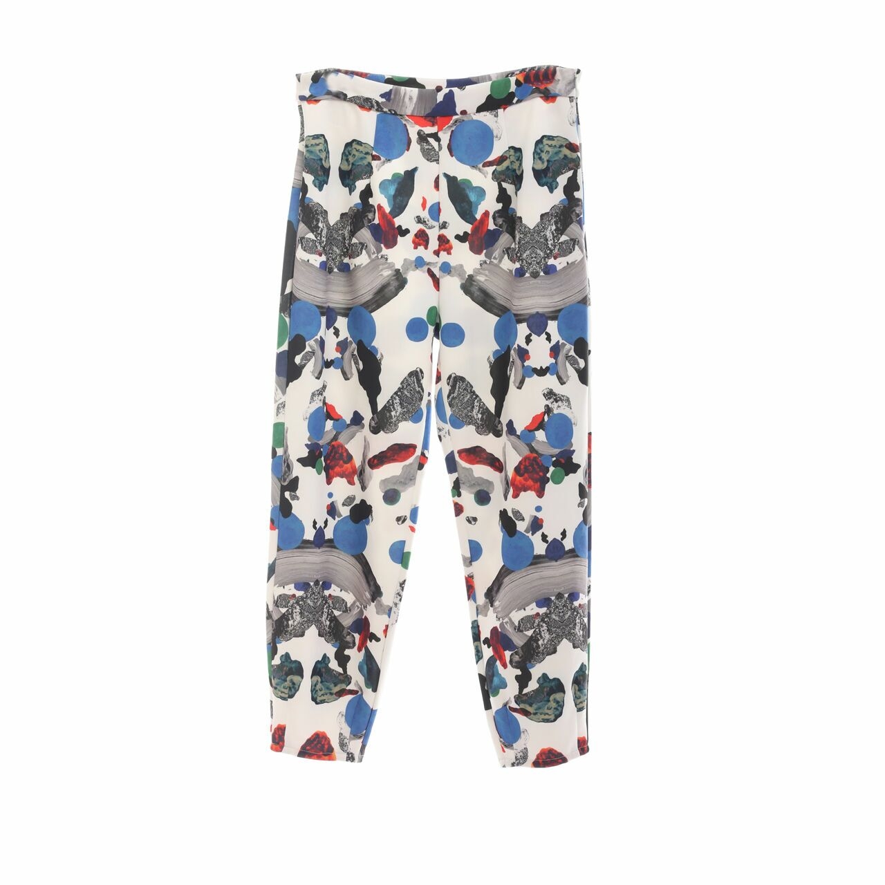 Cotton Ink White Patterned Long Pants