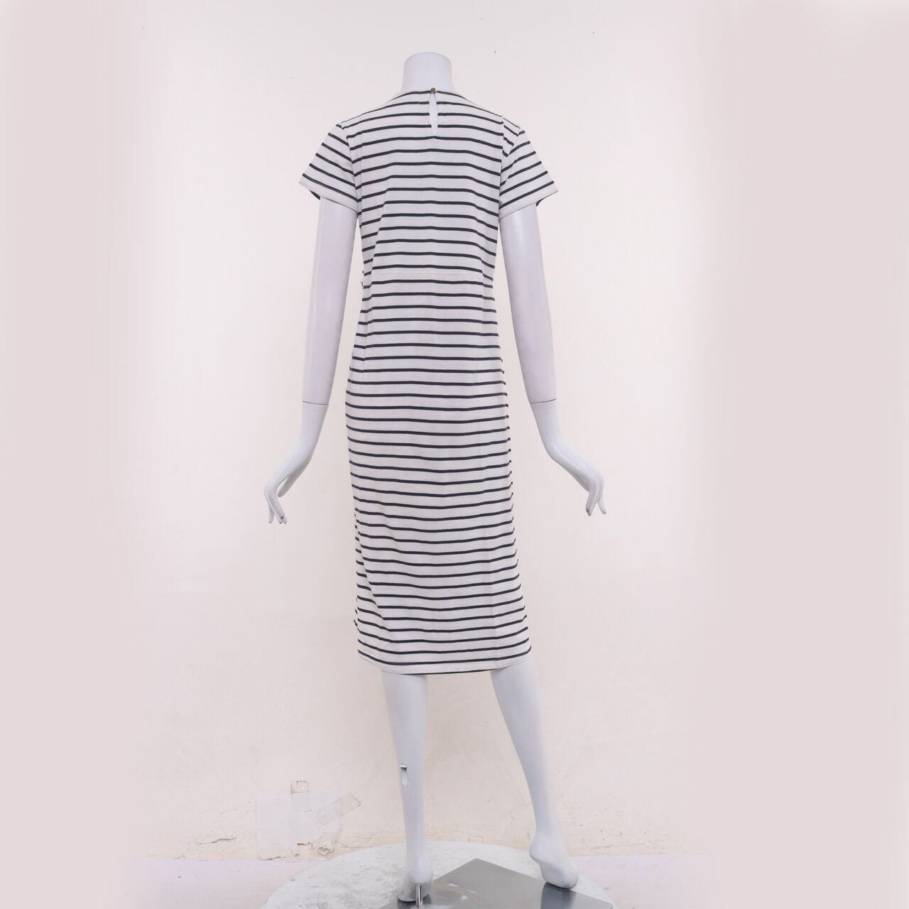 Cotton Ink Black & White Stripes Midi Dress