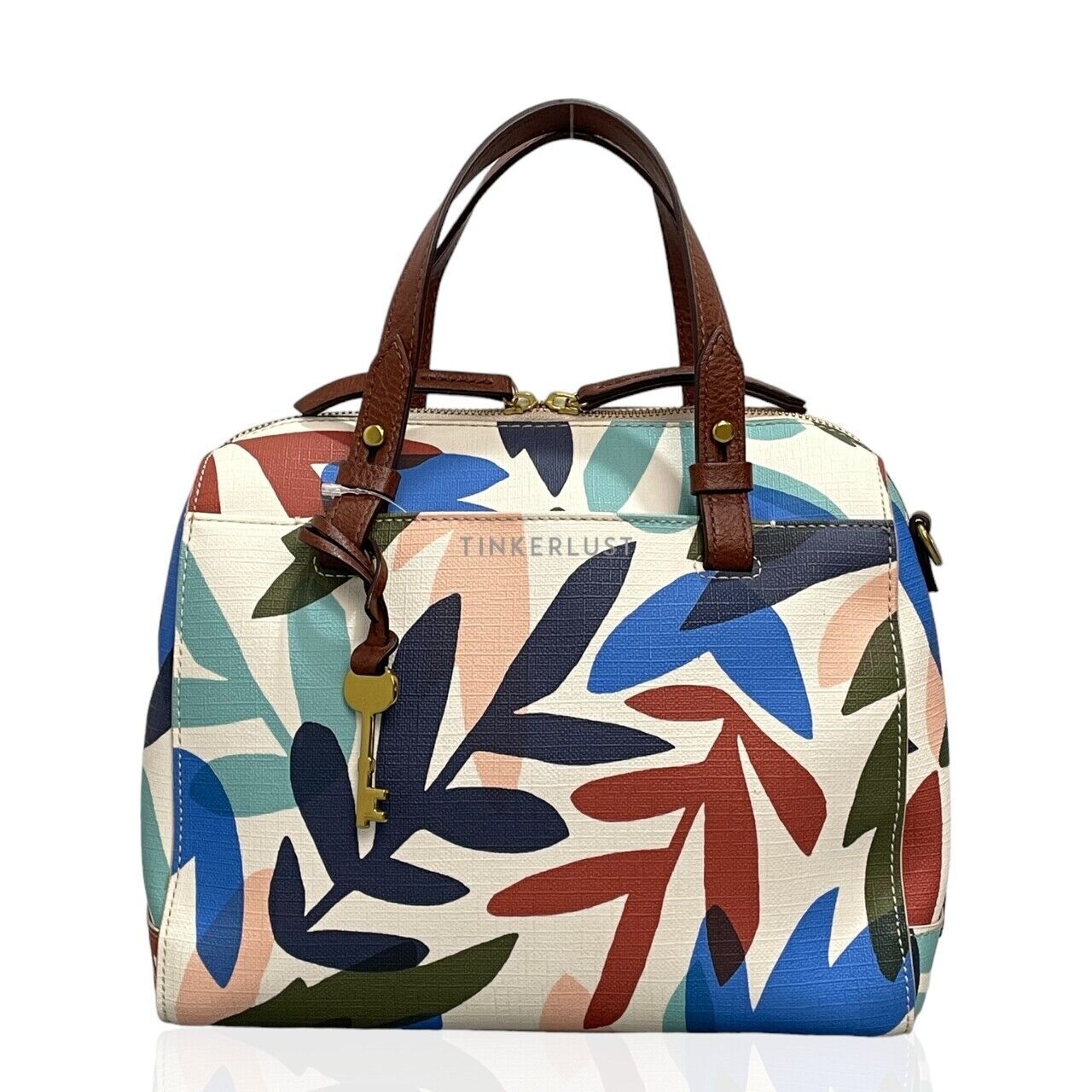 Fossil Rachel Natural Floral White Satchel