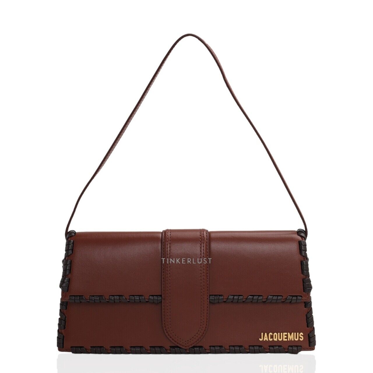 Jacquemus Le Bambino Long Lacet Flap Bag in Brown Smooth Leather