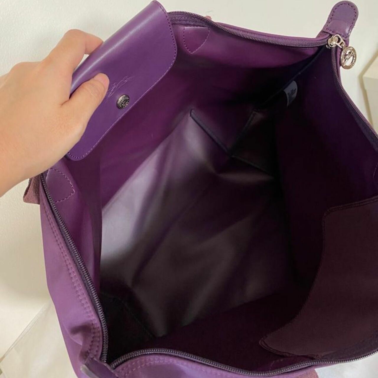 Longchamp Planetes Large Long Handle Purple Tote Bag