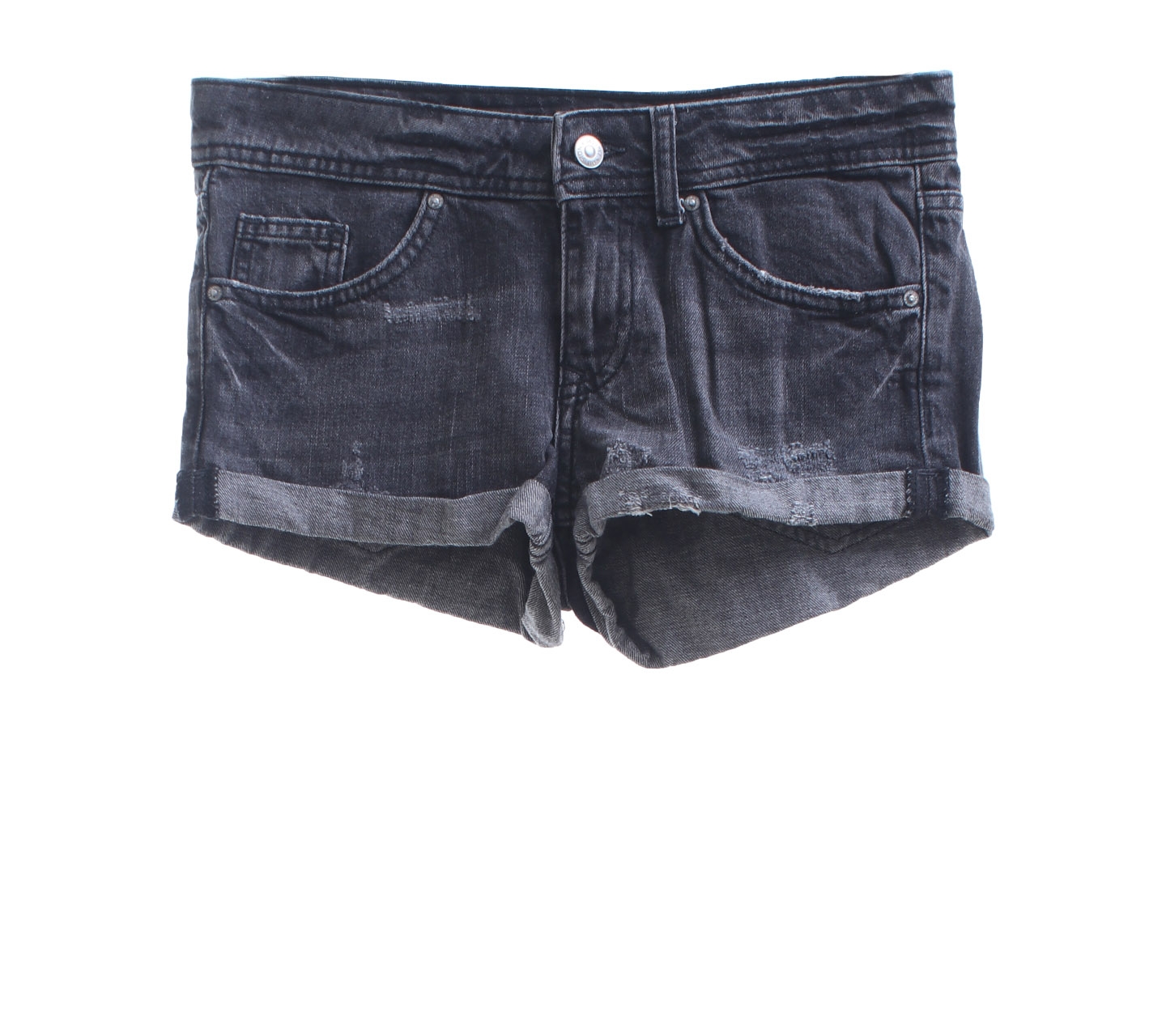 H&M Dark Grey Washed Repped Shorts Pants