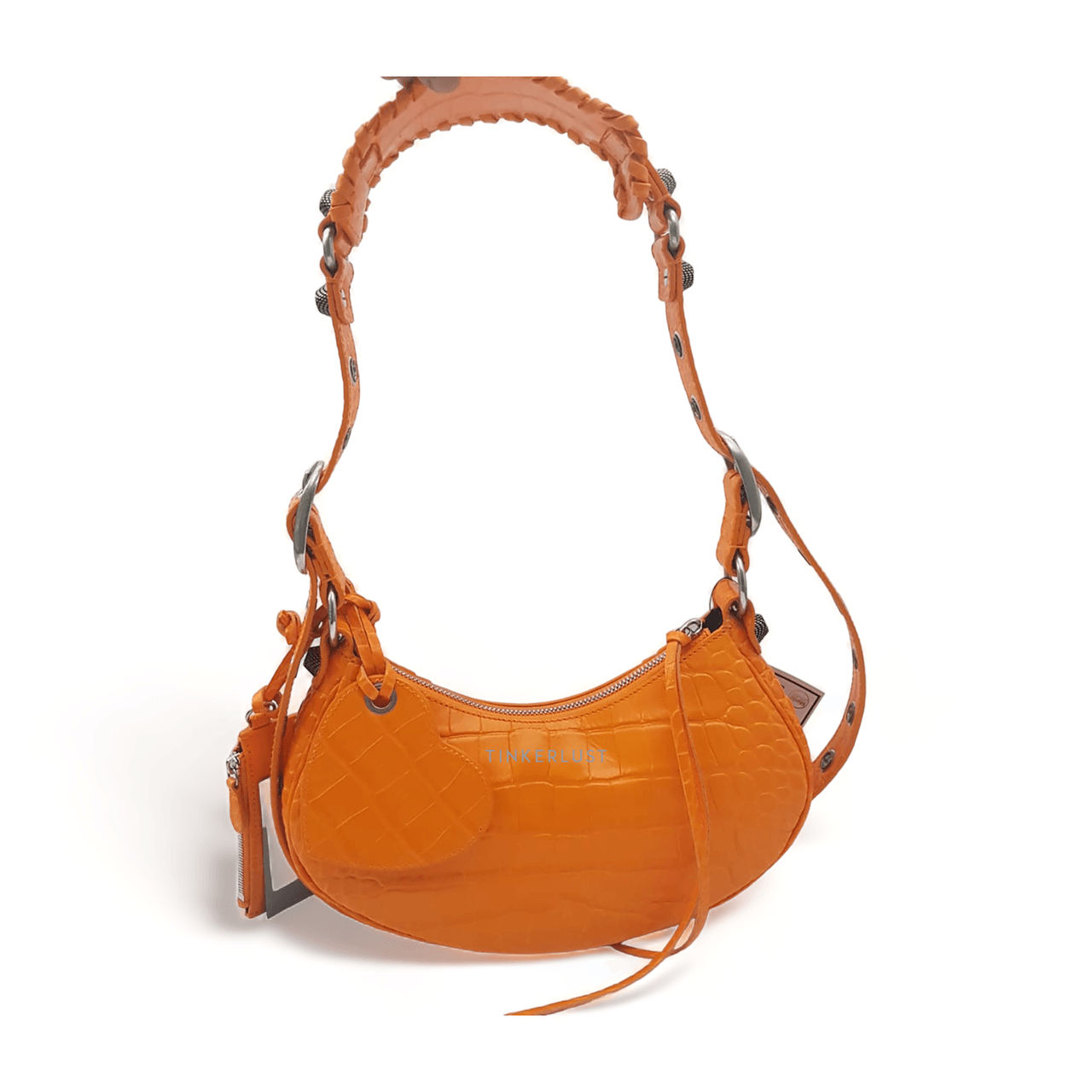 Balenciaga Le Cagole XS Croco Orange PHW Shoulder Bag