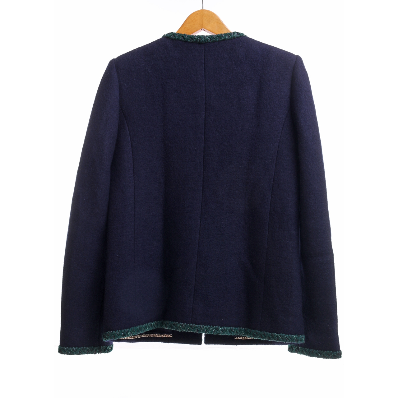 Chanel Navy Wool Zipped Coat Jacket