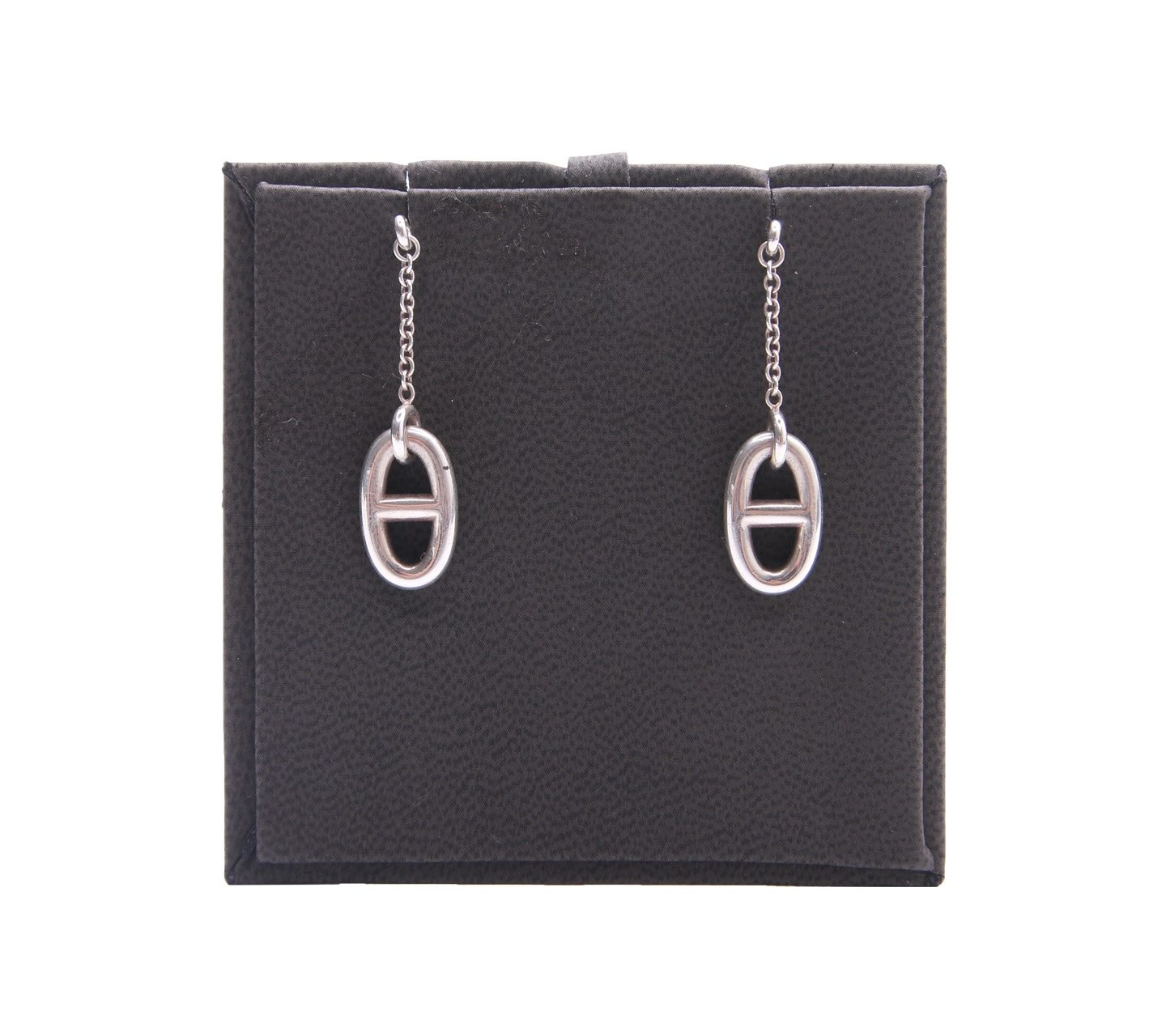 Hermes Silver Chain Drop Earrings Jewellery