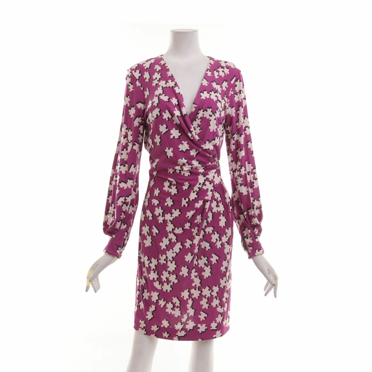 Diane Von Furstenberg Magenta Melis Puzzle Wrap Mini Dress	