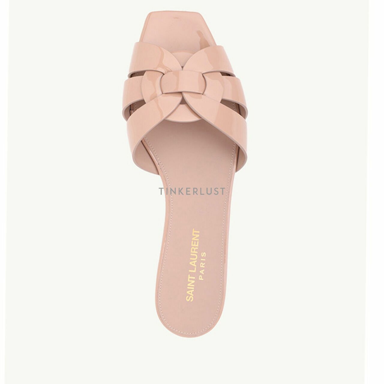 SAINT LAURENT Nu Pieds 0.5cm Tribute Slippers in Nude Poudre Patent