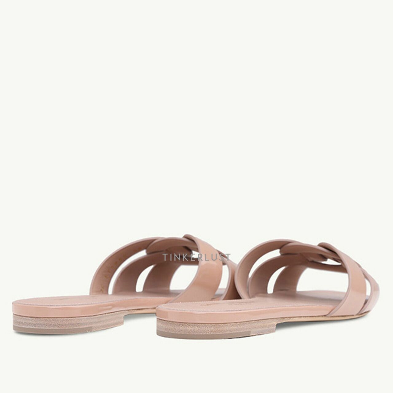 SAINT LAURENT Nu Pieds 0.5cm Tribute Slippers in Nude Poudre Patent