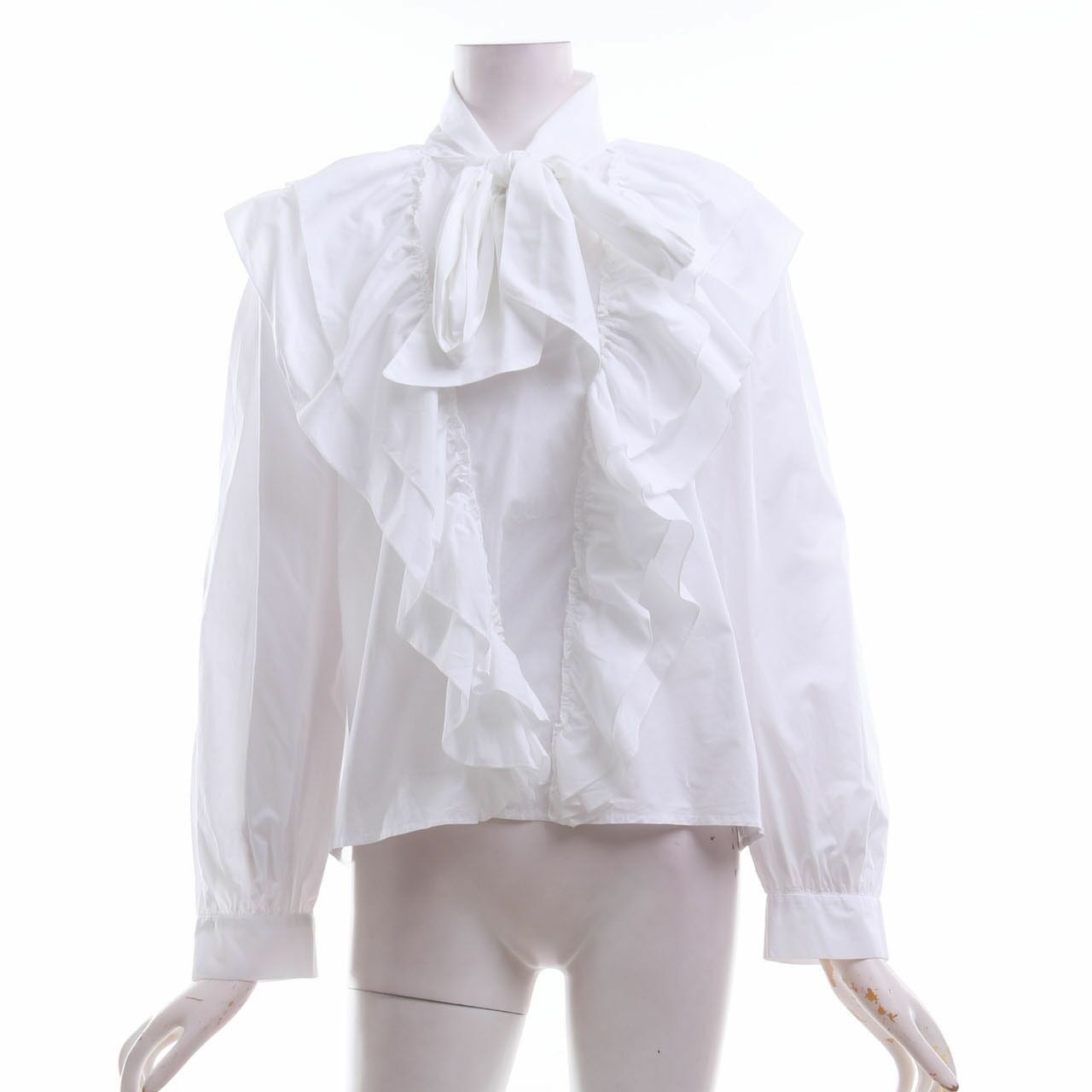 Zara White Ruffle Blouse