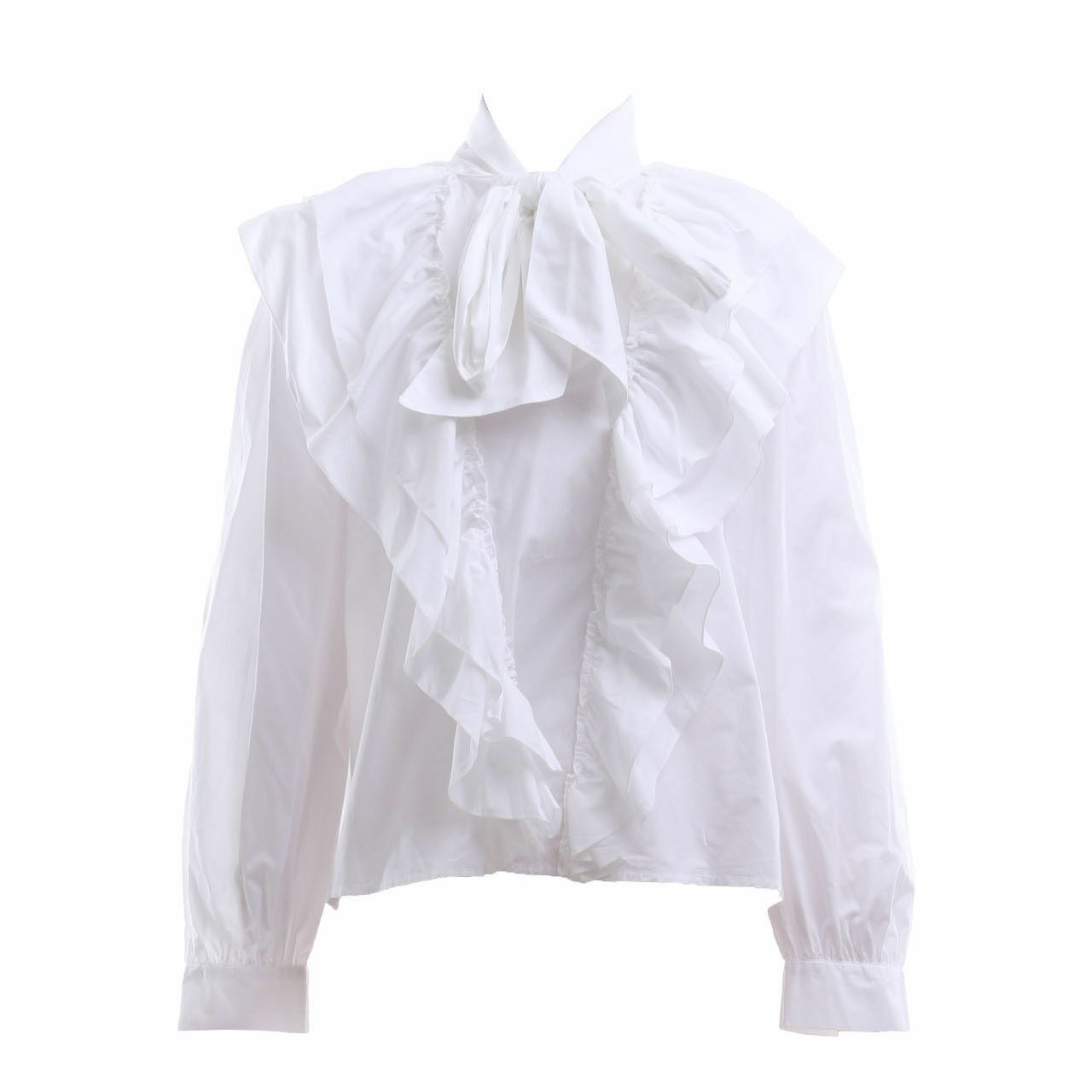 Zara White Ruffle Blouse