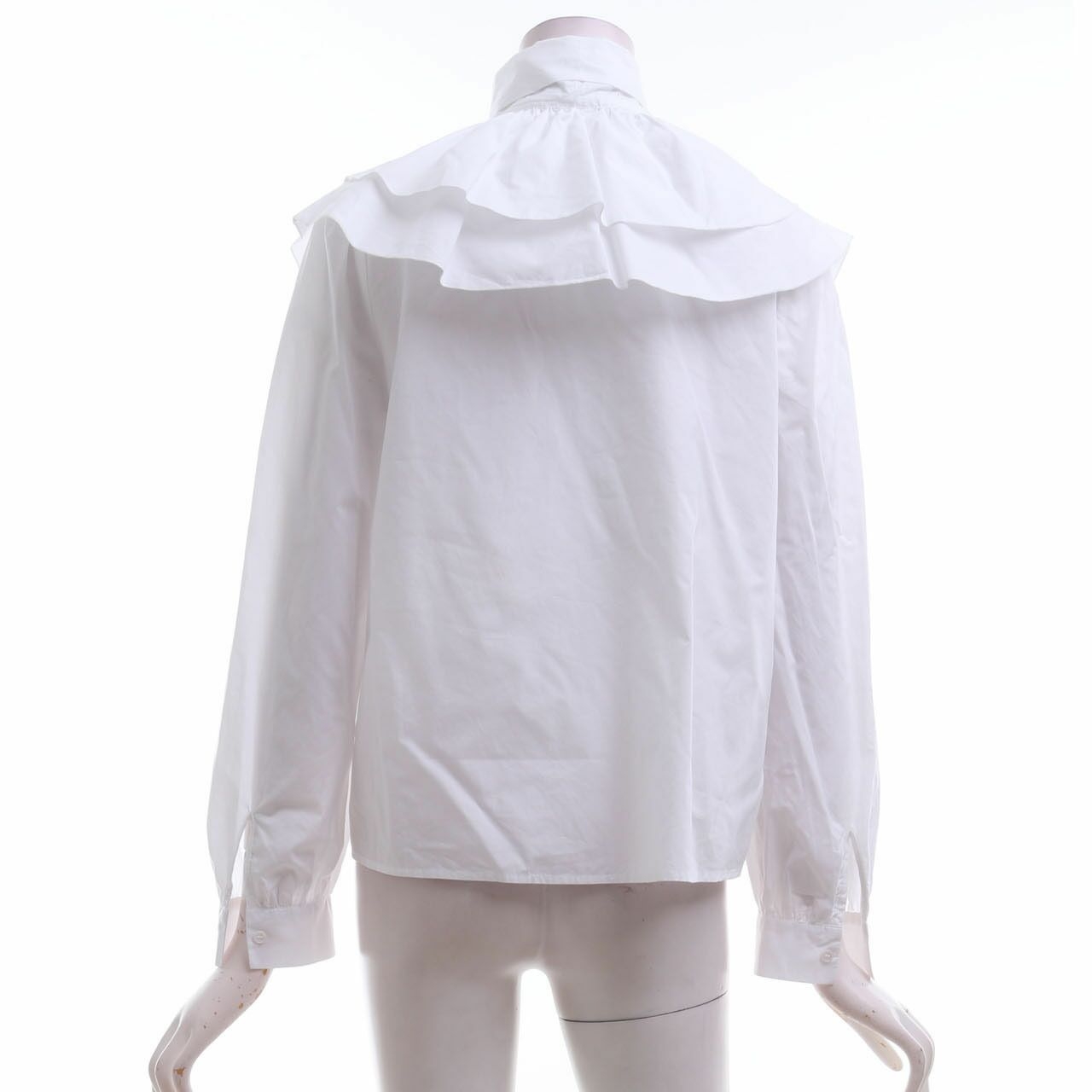 Zara White Ruffle Blouse