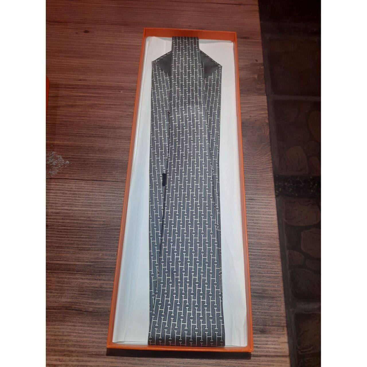 Hermes Grey Neck Tie