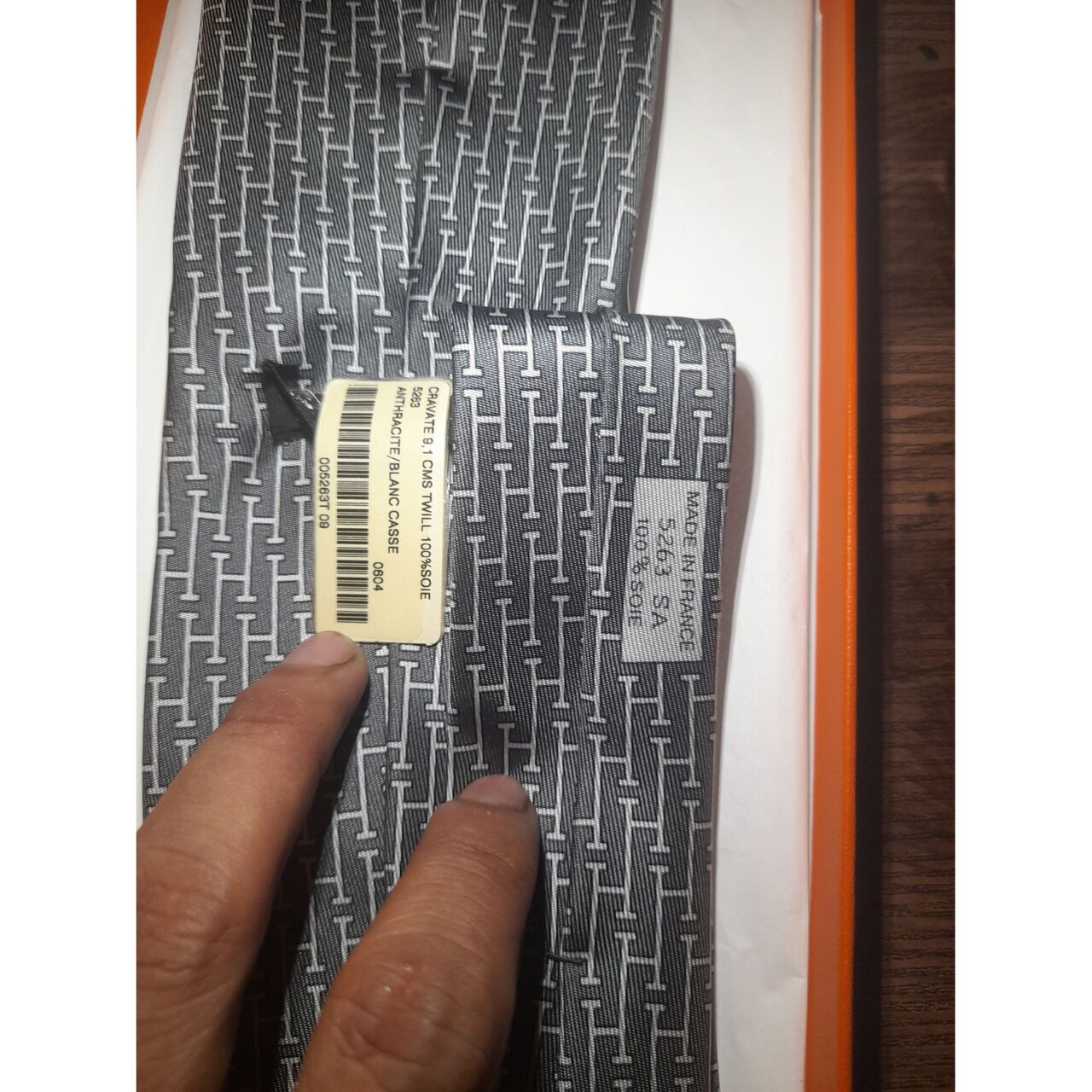 Hermes Grey Neck Tie