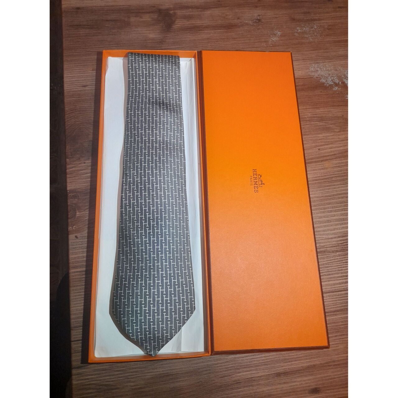 Hermes Grey Neck Tie