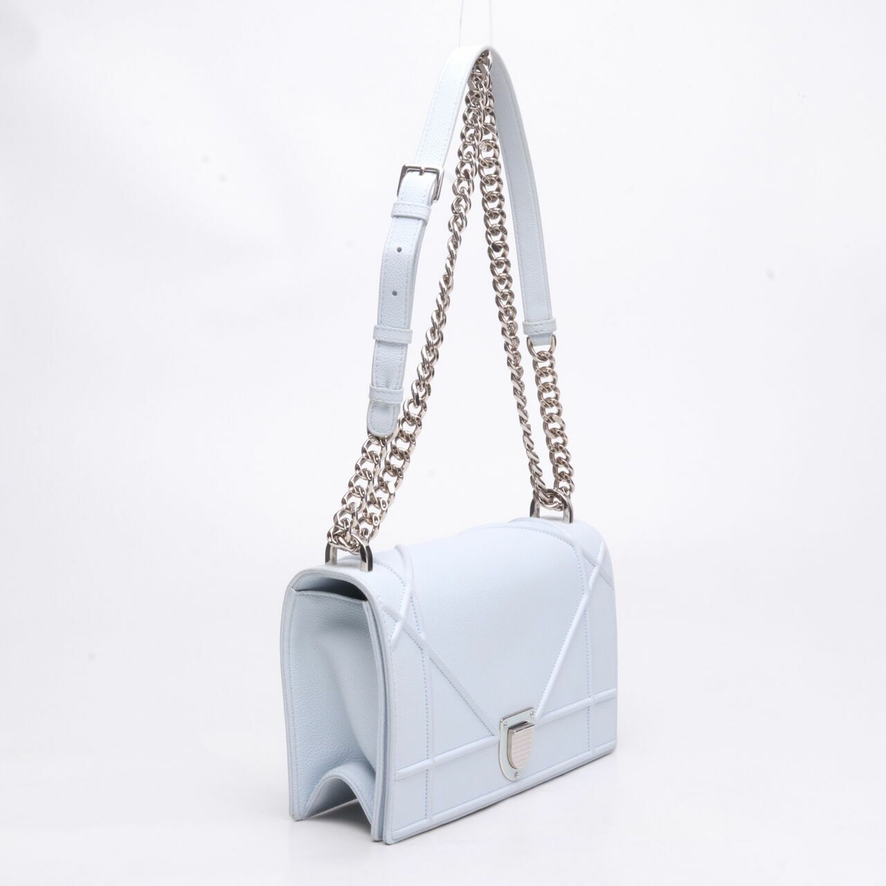 Christian Dior Medium Diorama Grained Leather Light Blue Shoulder Bag