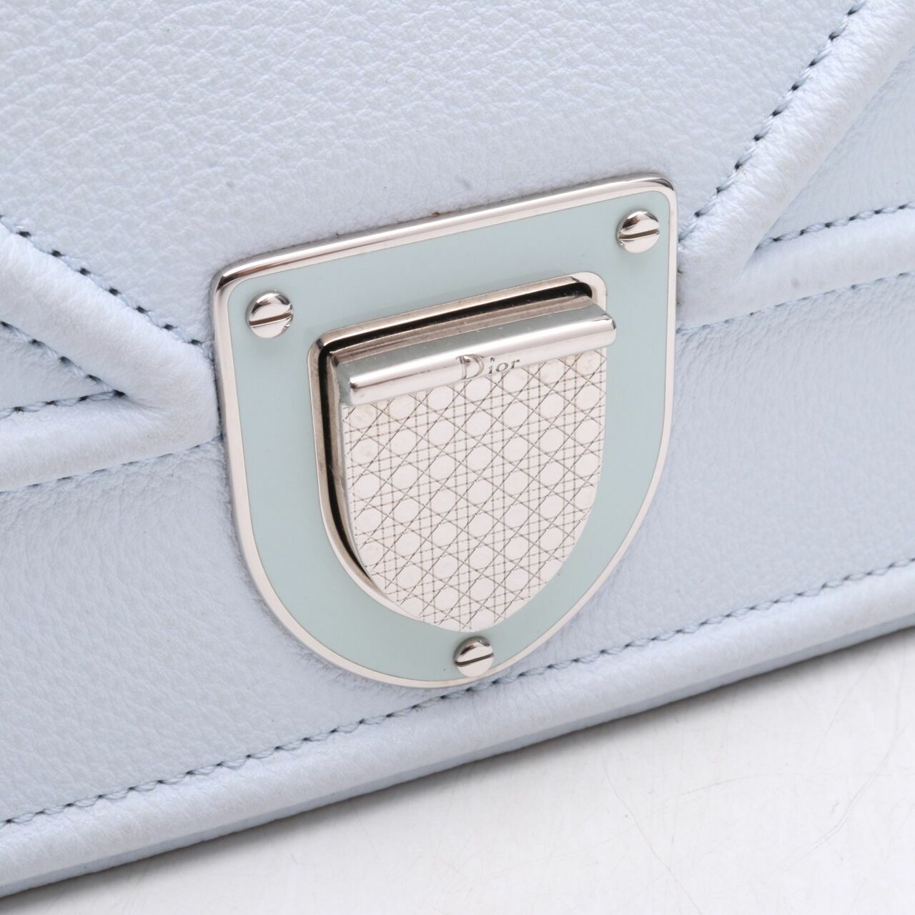 Christian Dior Medium Diorama Grained Leather Light Blue Shoulder Bag