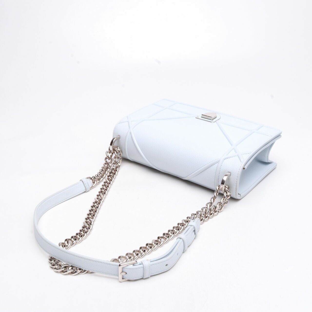 Christian Dior Medium Diorama Grained Leather Light Blue Shoulder Bag