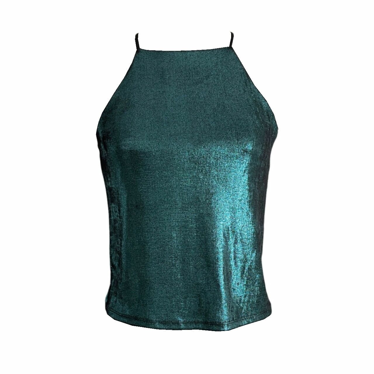 Topshop Metallic Green Halter Top