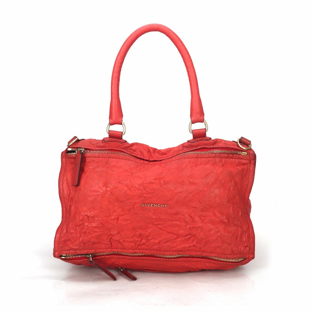 Givenchy Tumbled Sheepskin Pandora Large Coral Handbag