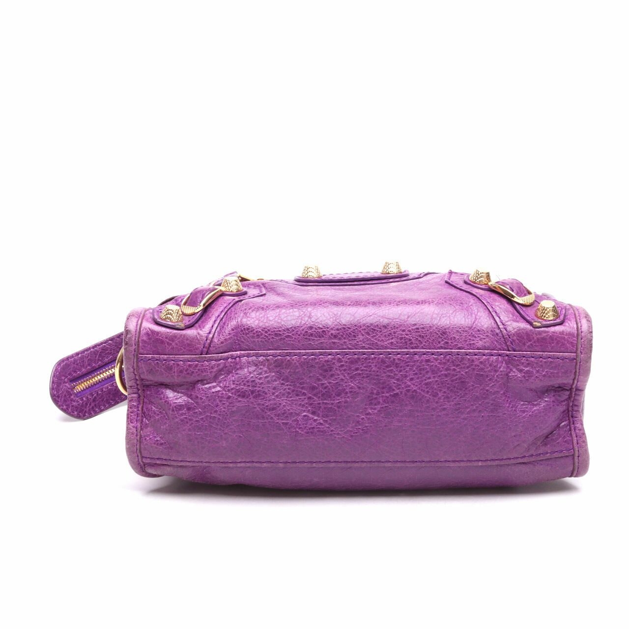 Balenciaga Lambskin Mini City Giant Hardware Purple Satchel Bag