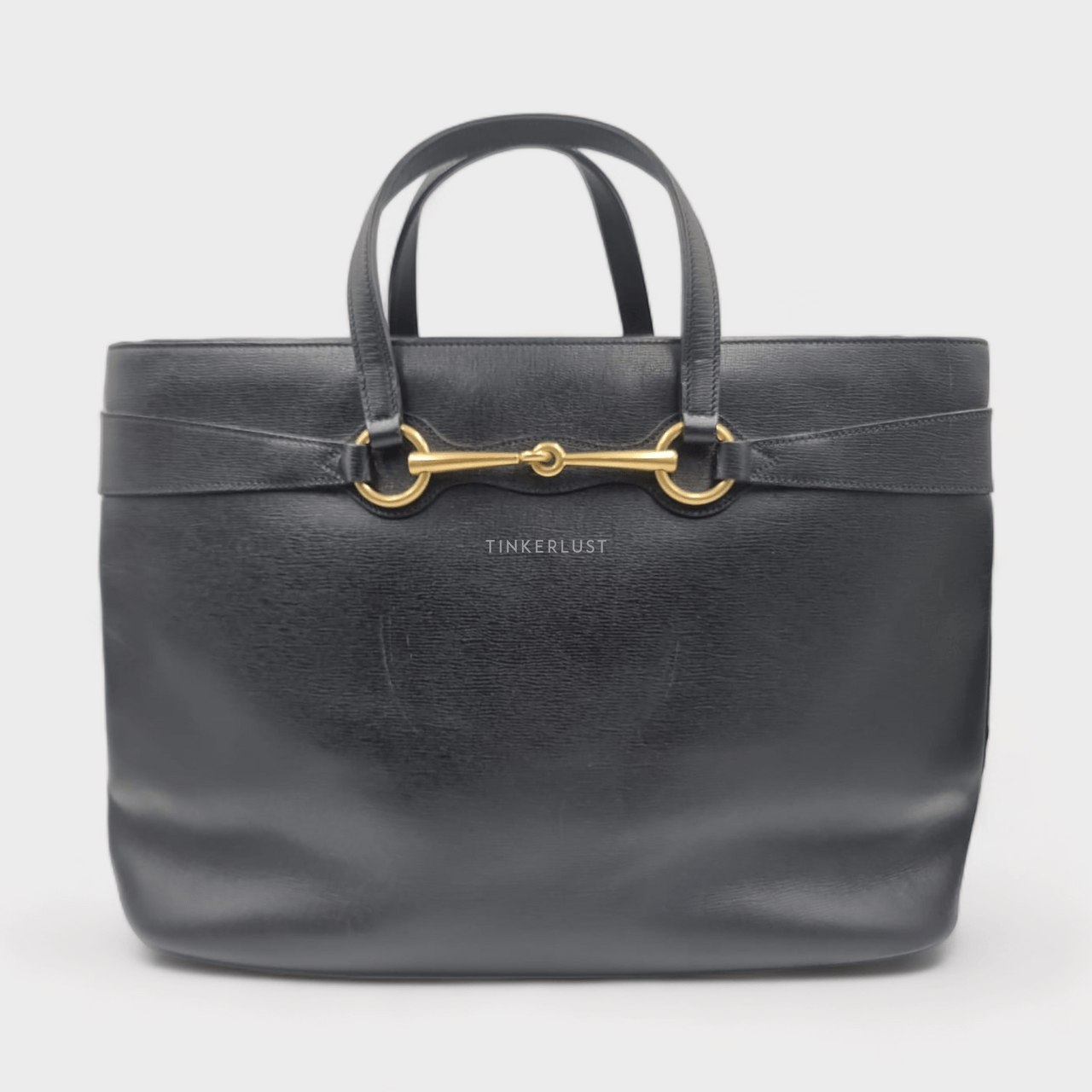 Gucci Horsebit Bright Large Black Leather GHW Tote Bag