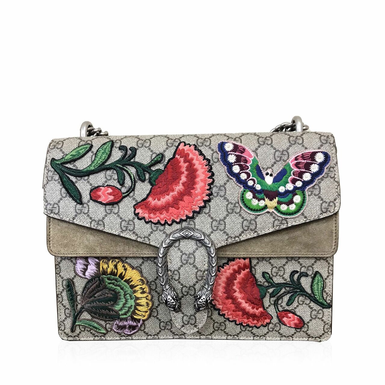 Gucci GG Supreme Monogram Embroidered Medium Dionysus Butterfly Shoulder Bag