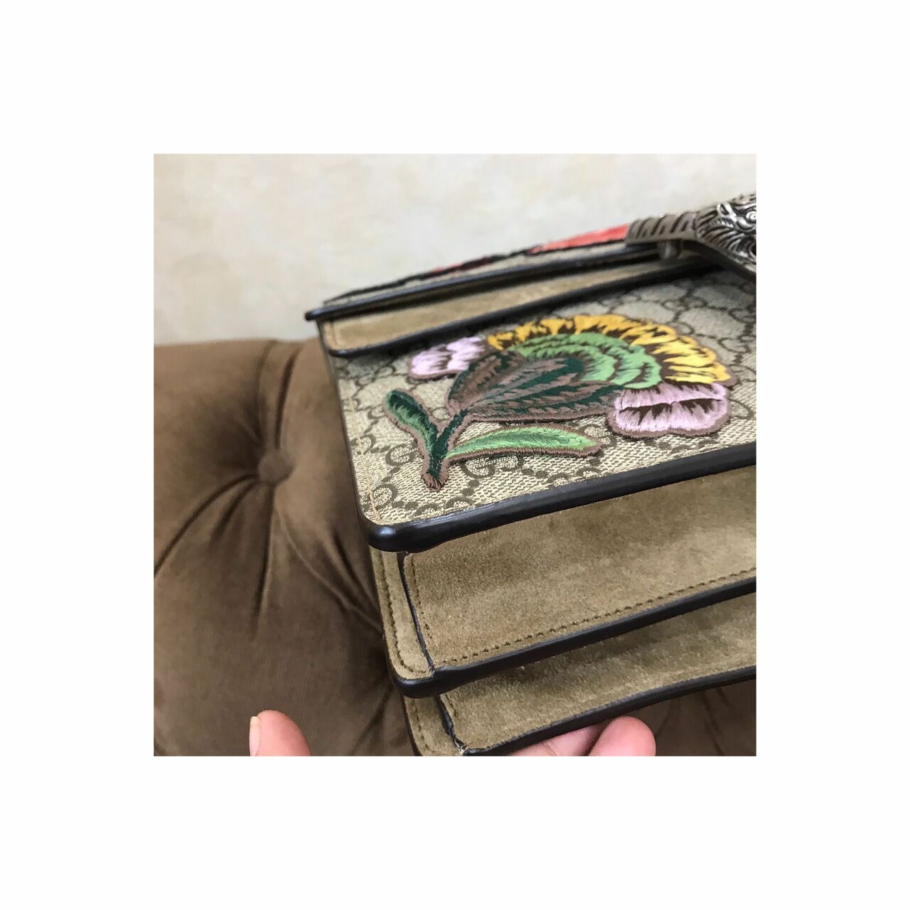 Gucci GG Supreme Monogram Embroidered Medium Dionysus Butterfly Shoulder Bag