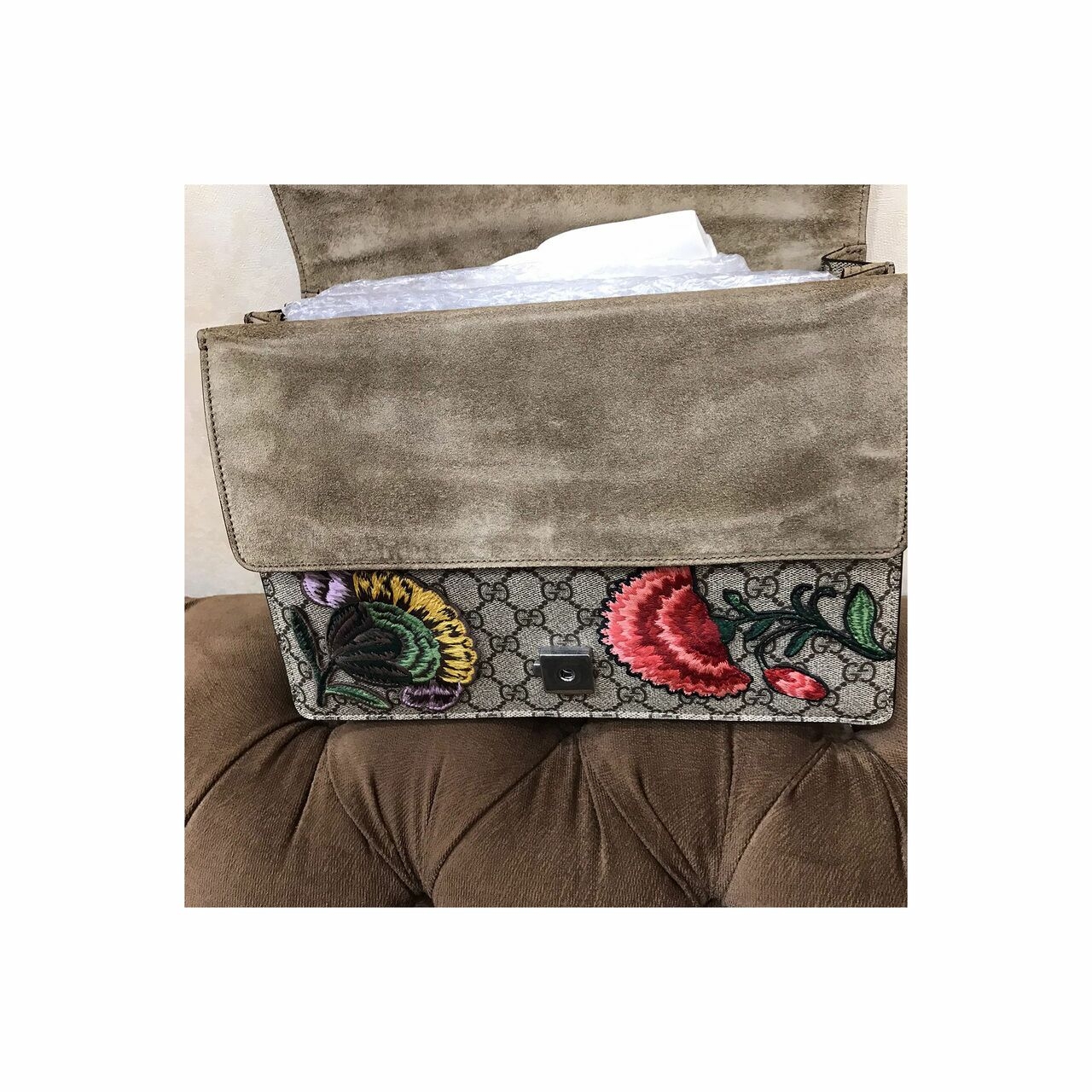 Gucci GG Supreme Monogram Embroidered Medium Dionysus Butterfly Shoulder Bag