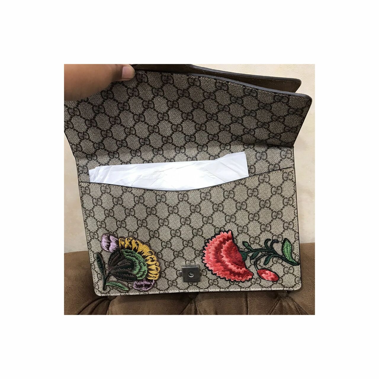 Gucci GG Supreme Monogram Embroidered Medium Dionysus Butterfly Shoulder Bag