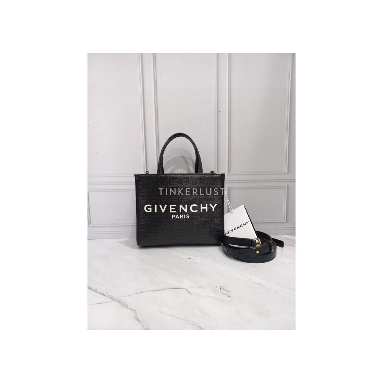 Givenchy Mini Tote Black Embossed GHW Satchel 