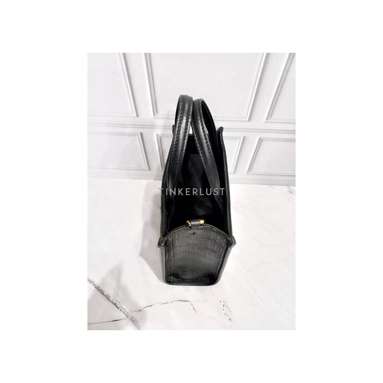 Givenchy Mini Tote Black Embossed GHW Satchel 