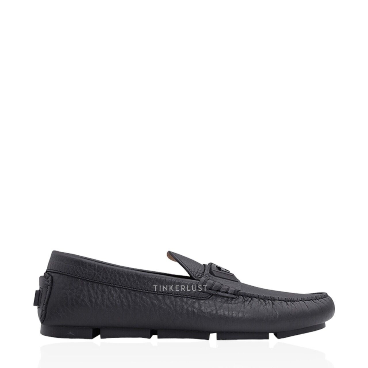 Versace Men Greca Driver Shoes Calf Leather in Black Loafers