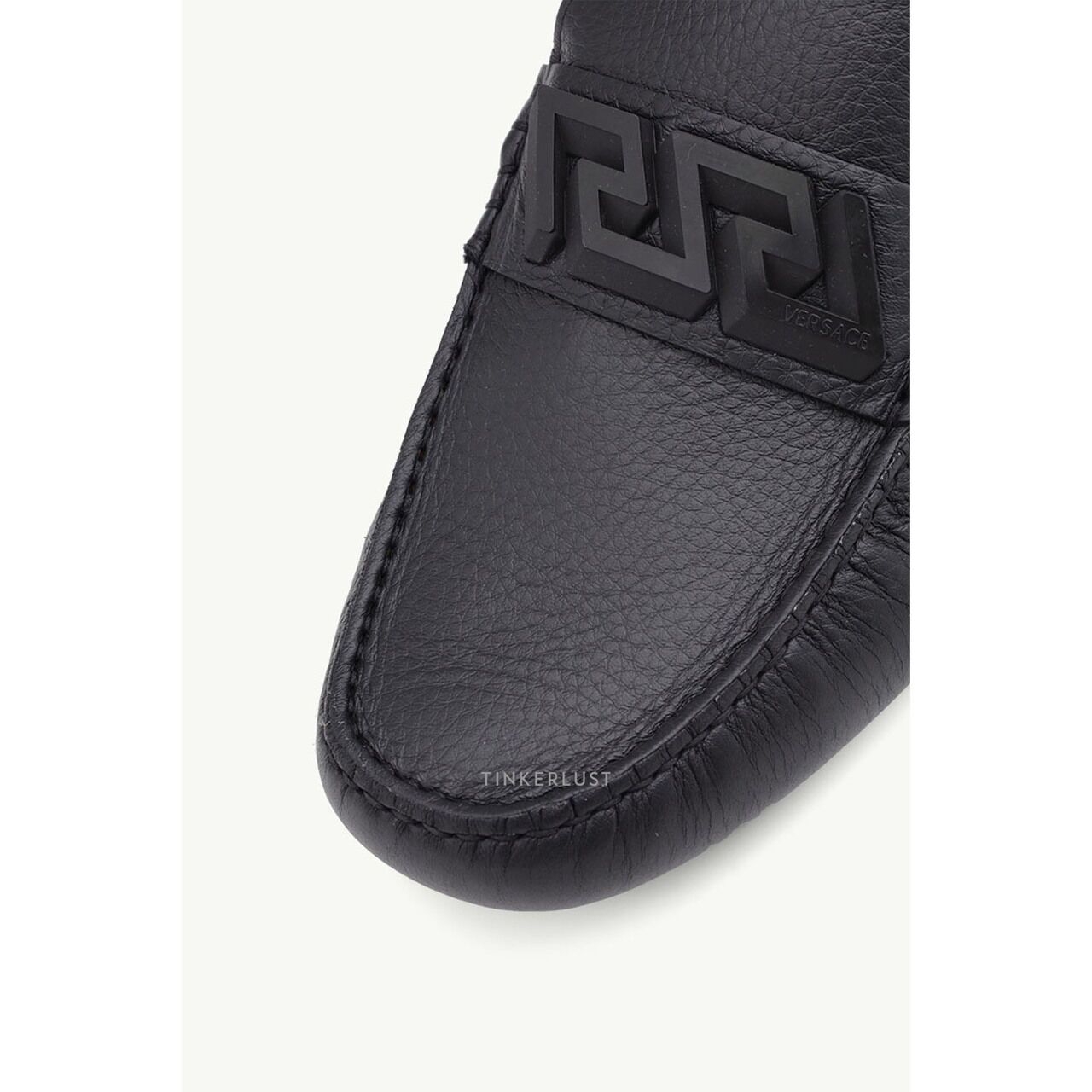 Versace Men Greca Driver Shoes Calf Leather in Black Loafers