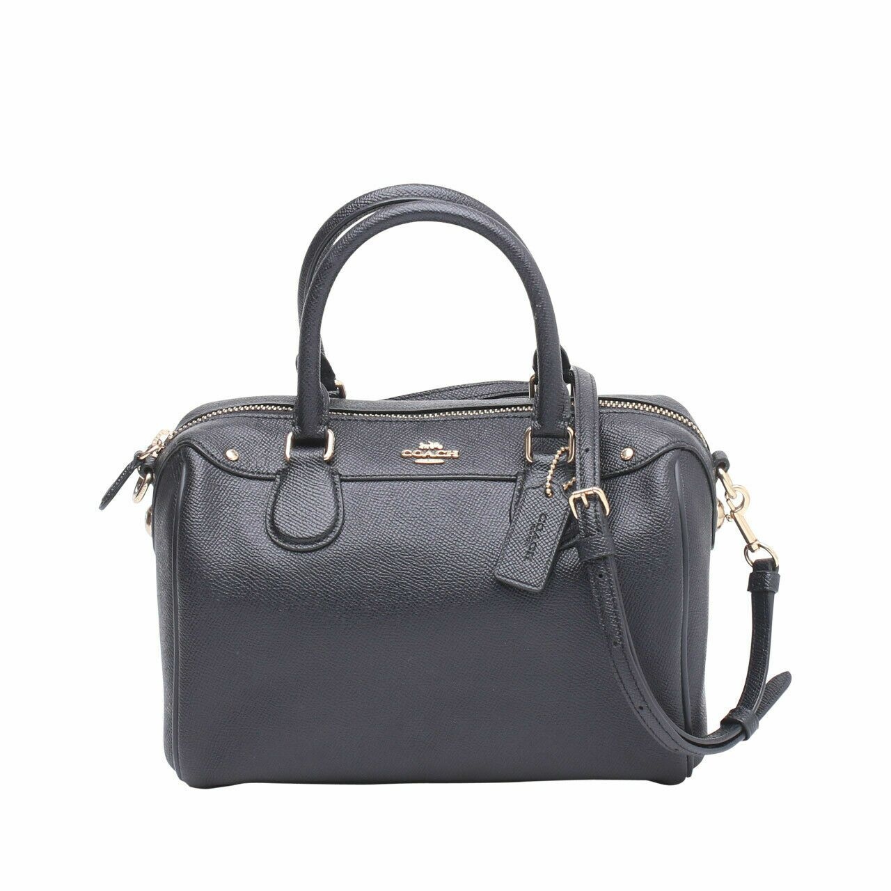 Coach Black Mini Bennet in Crossgrain Leather Satchel