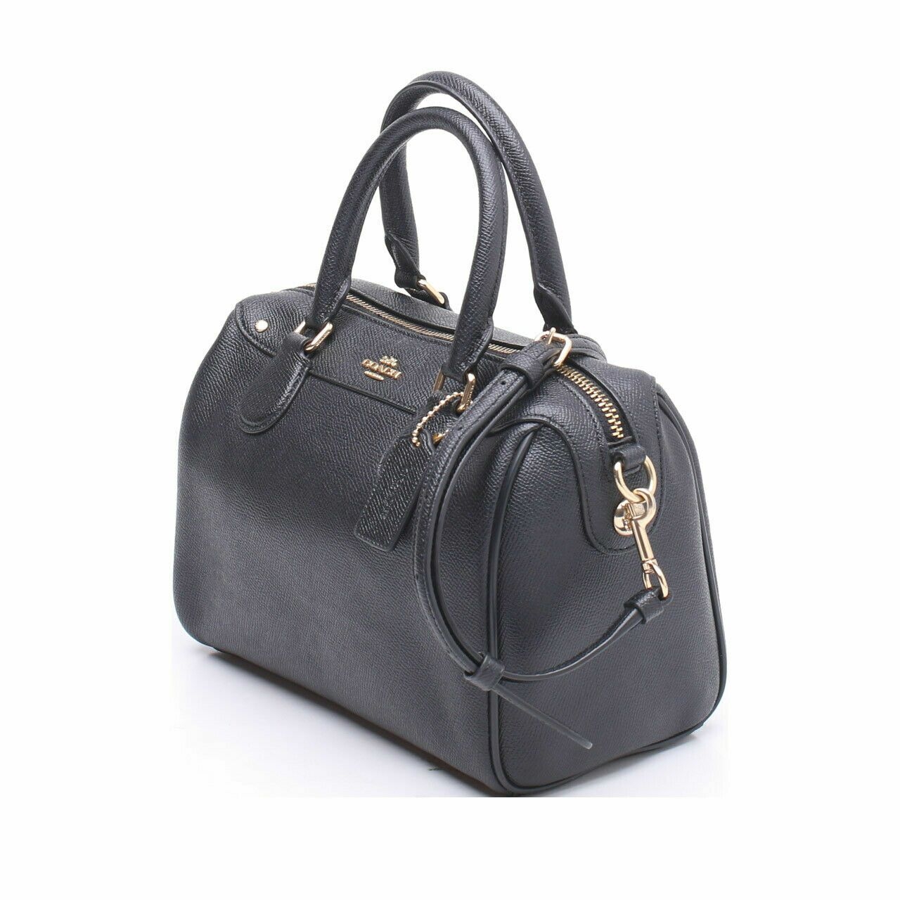 Coach Black Mini Bennet in Crossgrain Leather Satchel