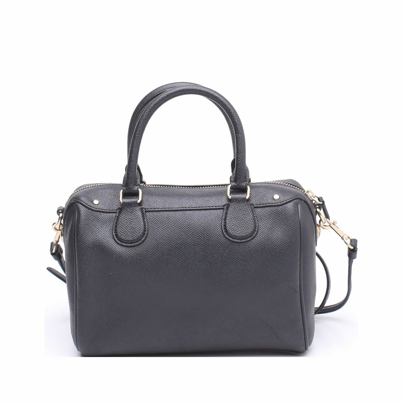 Coach Black Mini Bennet in Crossgrain Leather Satchel