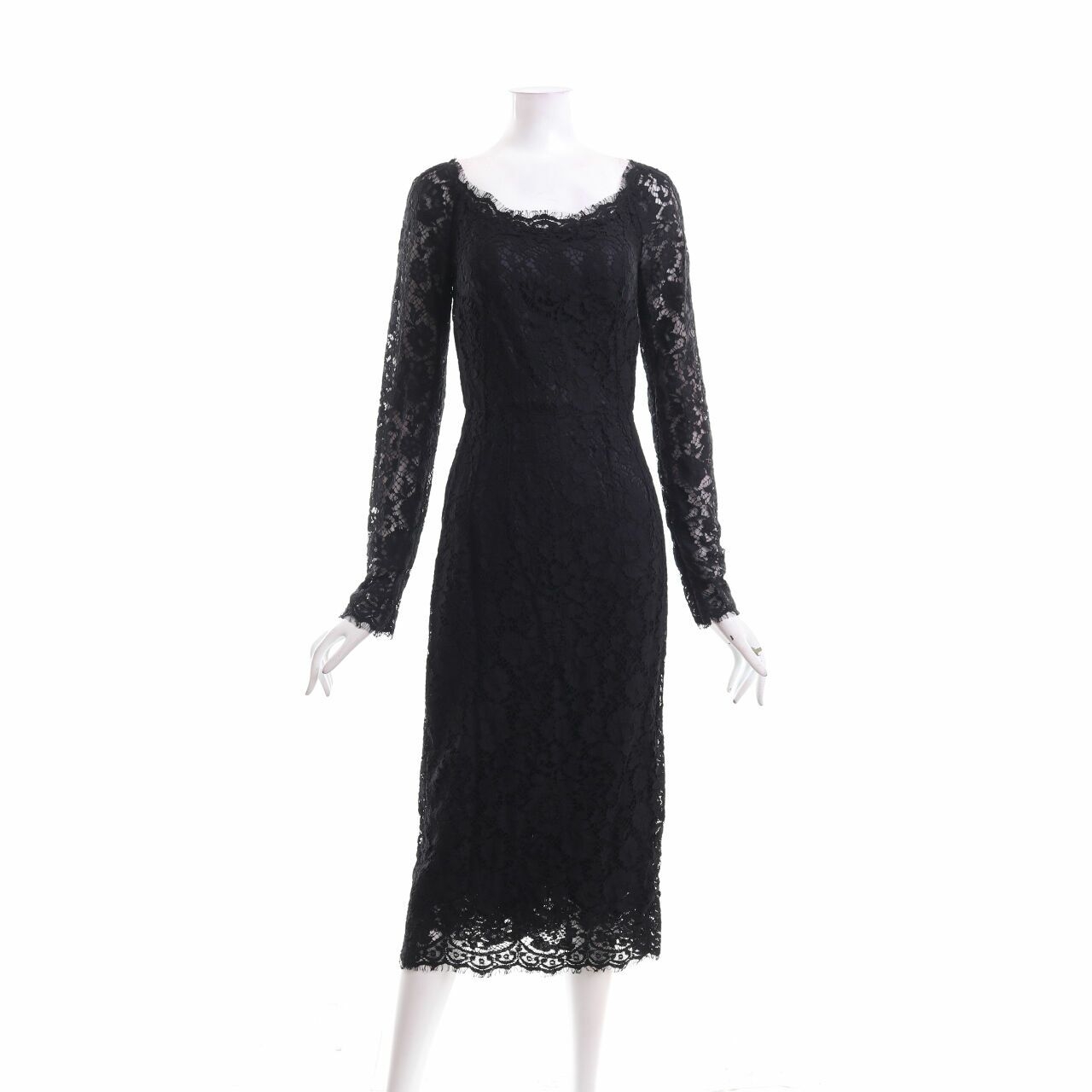 Dolce & Gabbana Black Lace Midi Dress