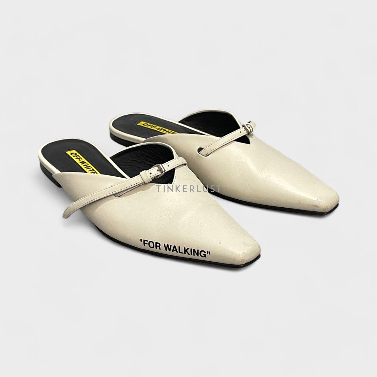 Off-White For Walking Leather White Mule Slide Flats 