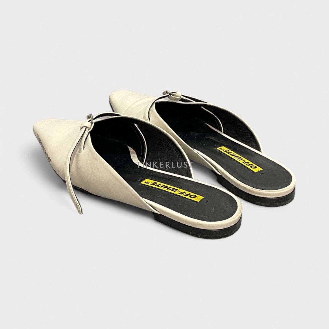 Off-White For Walking Leather White Mule Slide Flats 