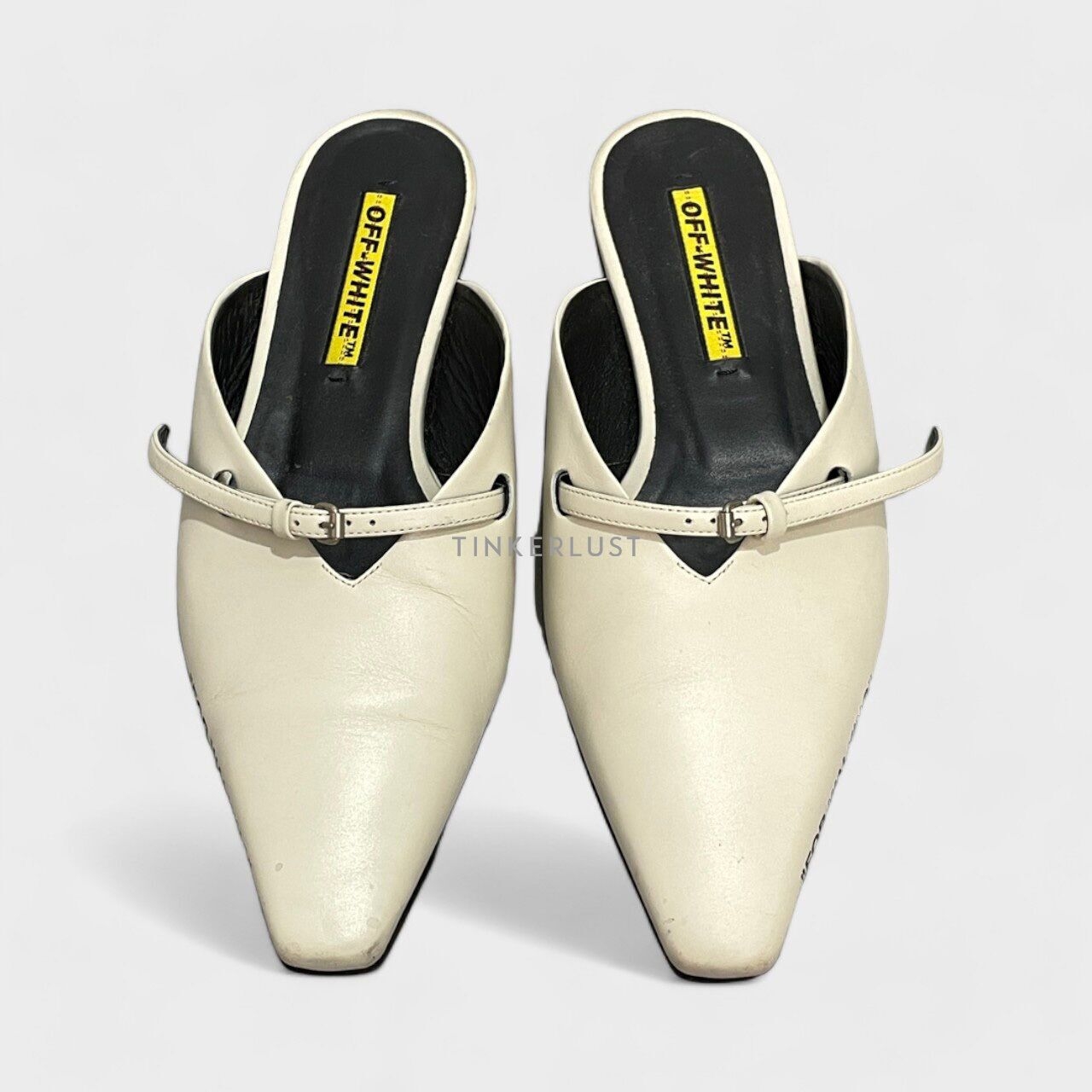 Off-White For Walking Leather White Mule Slide Flats 